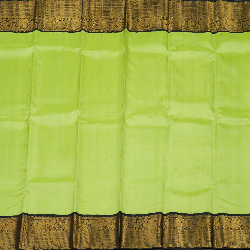 Hayagrivas Handloom Lime Green Kanjivaram Silk Saree with Black Border KBE1868L1-1
