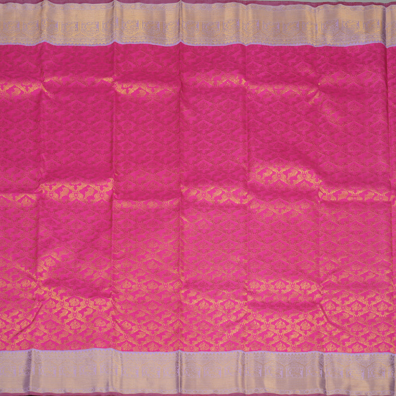 Hayagrivas Handloom Bright Rani Pink Kanjivaram Silk Saree with Lilac border KBE1868L4-1