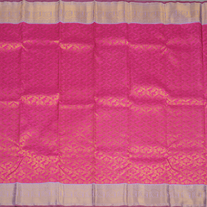 Hayagrivas Handloom Bright Rani Pink Kanjivaram Silk Saree with Lilac border KBE1868L4-1