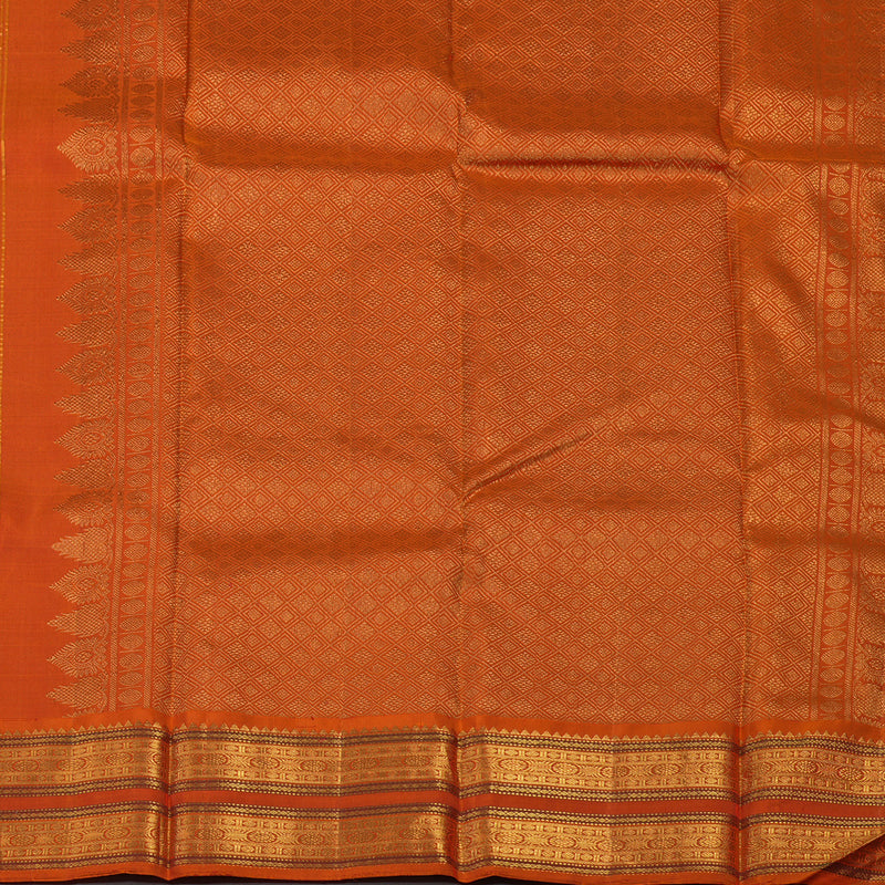 Hayagrivas Handloom Purple Kanjivaram Silk Saree with Orange Border KBE1869L2-1