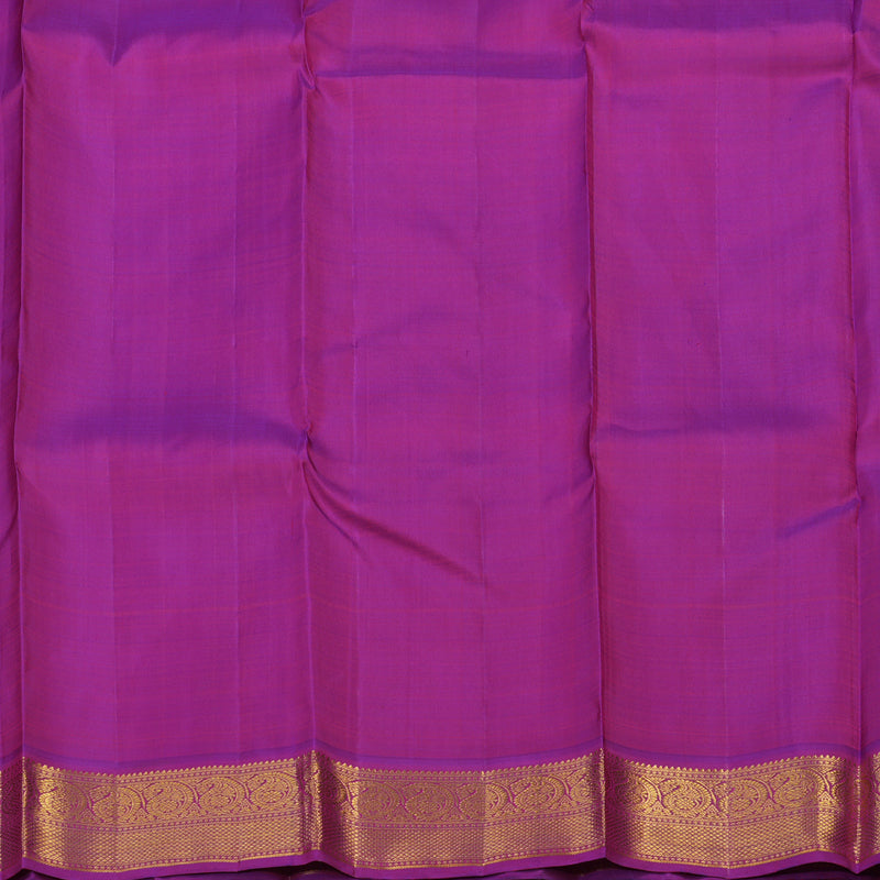 Hayagrivas Handloom White Kanjivaram Silk Saree with Purple Border KBE1869L6-1