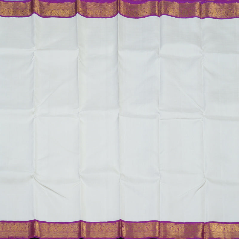 Hayagrivas Handloom White Kanjivaram Silk Saree with Purple Border KBE1869L6-1