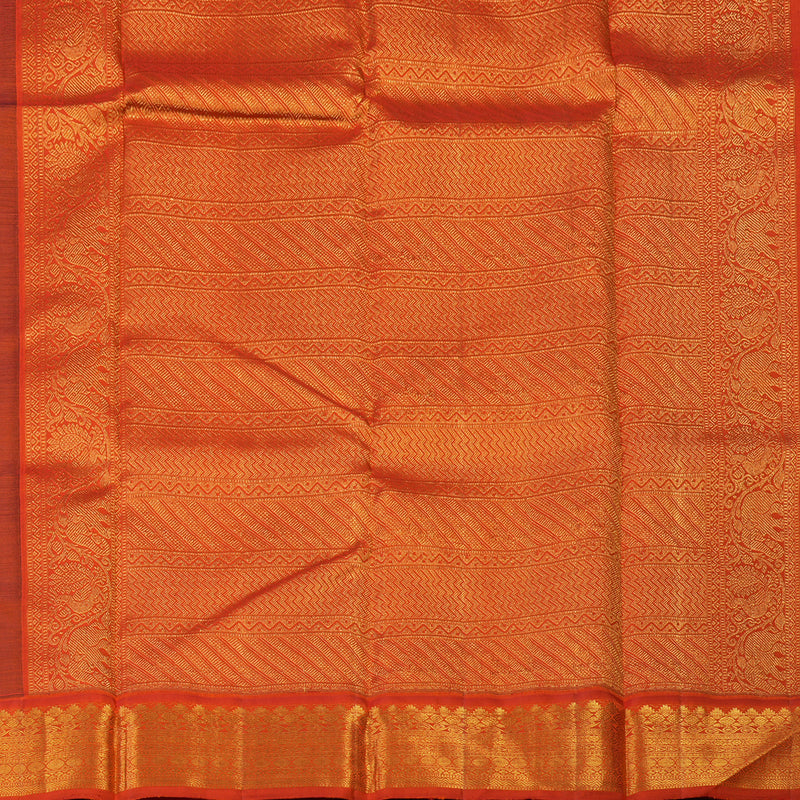 Hayagrivas Handloom Navy Blue Kanjivaram Silk Saree with Orange Border KBE1869L7-1