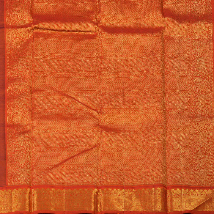 Hayagrivas Handloom Navy Blue Kanjivaram Silk Saree with Orange Border KBE1869L7-1