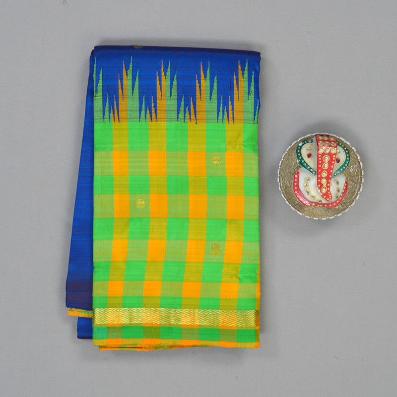 Hayagrivas Royal Blue Pure One-sided border Kanjivaram Silk Saree KBE1871L10-3