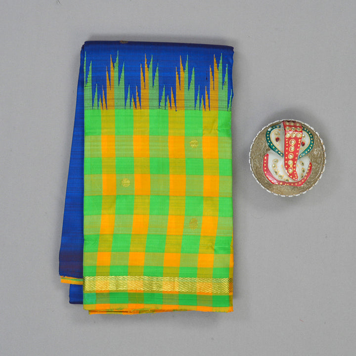 Hayagrivas Royal Blue Pure One-sided border Kanjivaram Silk Saree KBE1871L10-3