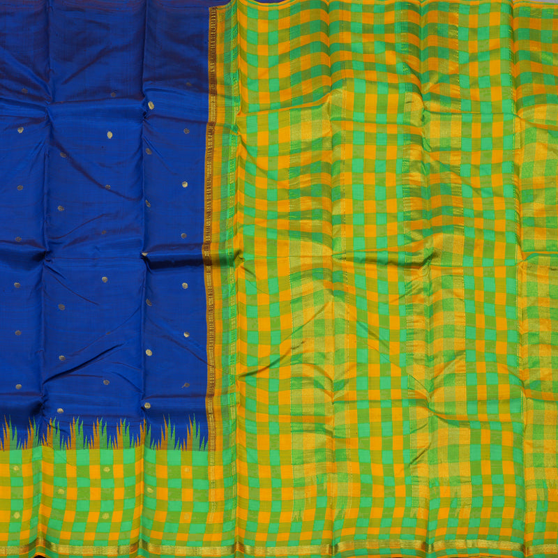 Hayagrivas Royal Blue Pure One-sided border Kanjivaram Silk Saree KBE1871L10-3