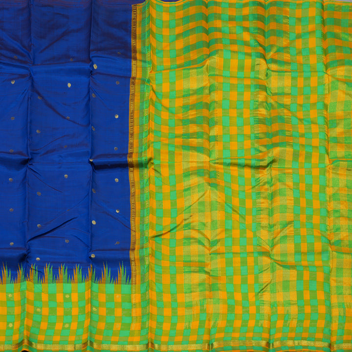 Hayagrivas Royal Blue Pure One-sided border Kanjivaram Silk Saree KBE1871L10-3