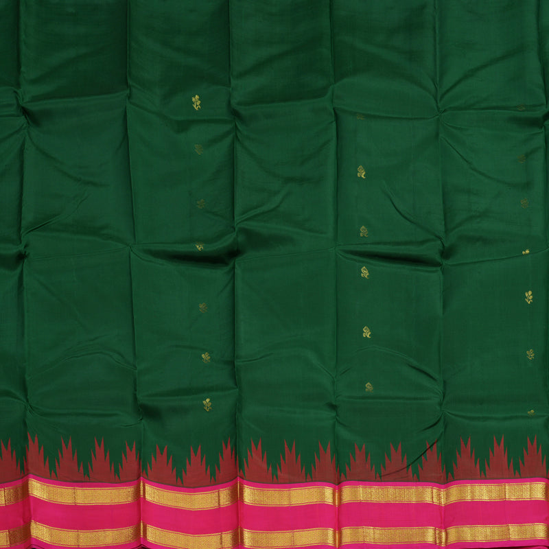 Hayagrivas Dark Green Pure One-sided border Kanjivaram Silk Saree KBE1871L2-9