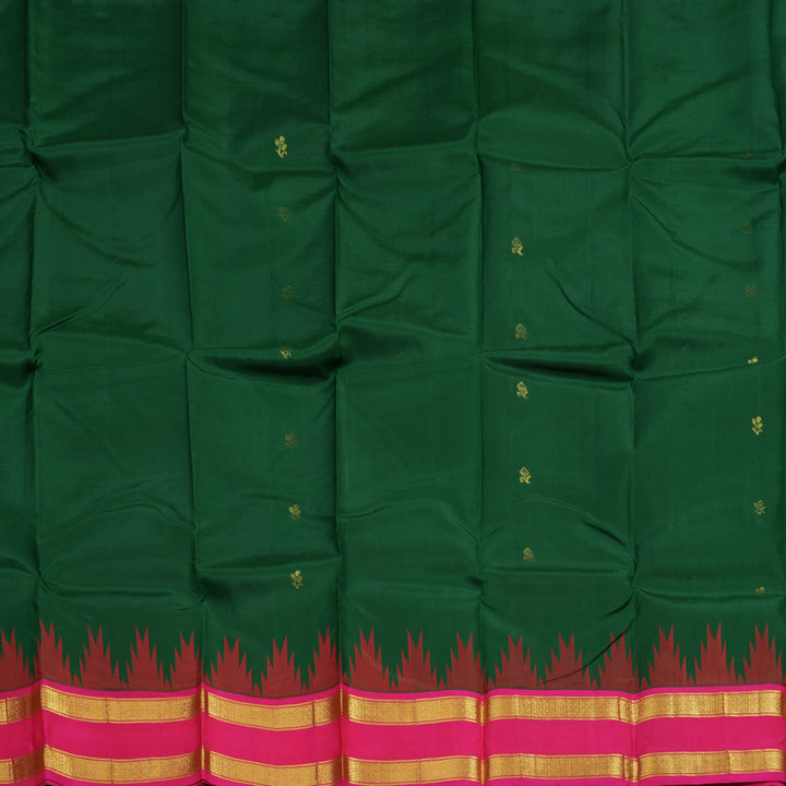 Hayagrivas Dark Green Pure One-sided border Kanjivaram Silk Saree KBE1871L2-9