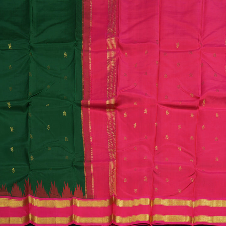 Hayagrivas Dark Green Pure One-sided border Kanjivaram Silk Saree KBE1871L2-9