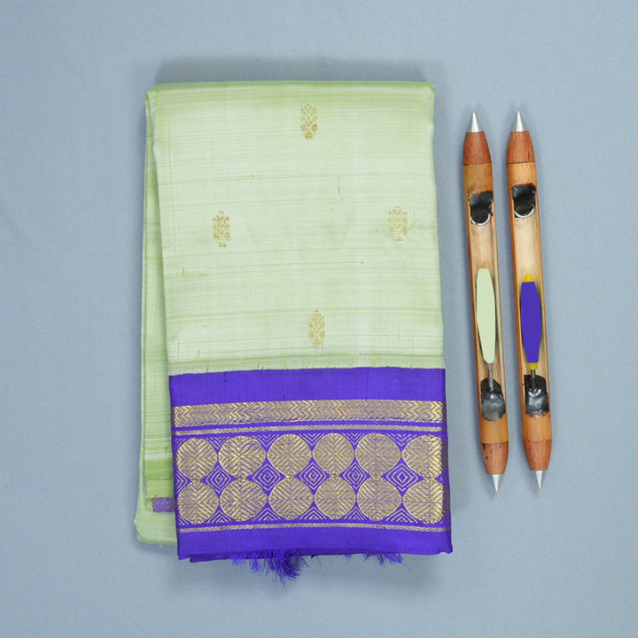 Hayagrivas Pista Green Pure One-sided border Kanjivaram Silk Saree KBE1871L4-1