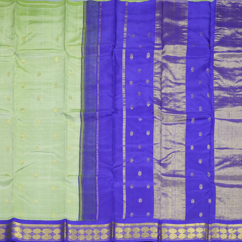 Hayagrivas Pista Green Pure One-sided border Kanjivaram Silk Saree KBE1871L4-1