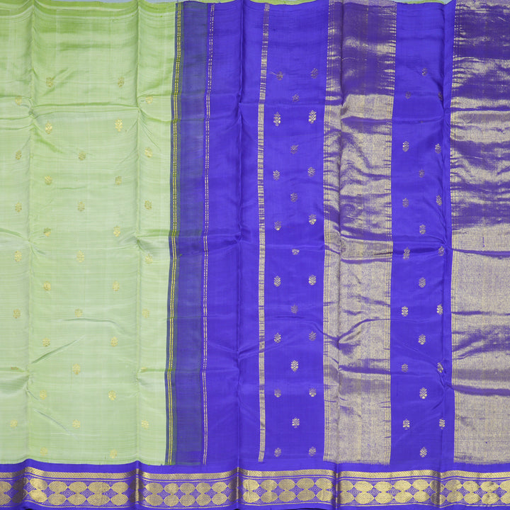 Hayagrivas Pista Green Pure One-sided border Kanjivaram Silk Saree KBE1871L4-1