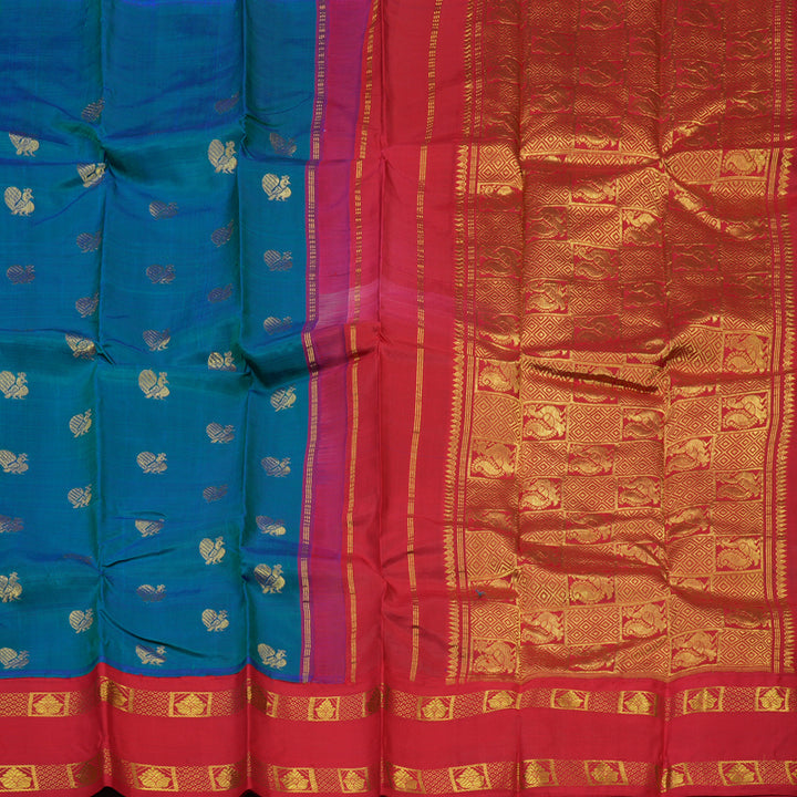 Hayagrivas Mayilkazhuthu Pure One-sided border Kanjivaram Silk Saree KBE1871L7-3