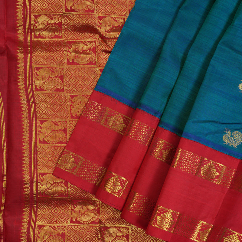 Hayagrivas Mayilkazhuthu Pure One-sided border Kanjivaram Silk Saree KBE1871L7-3