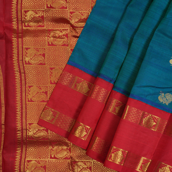 Hayagrivas Mayilkazhuthu Pure One-sided border Kanjivaram Silk Saree KBE1871L7-3