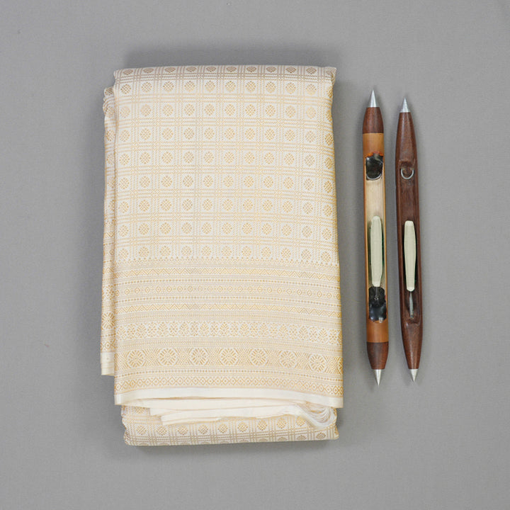 Hayagrivas Handloom Half-White Kanjivaram Silk Saree KBE1872L14-23