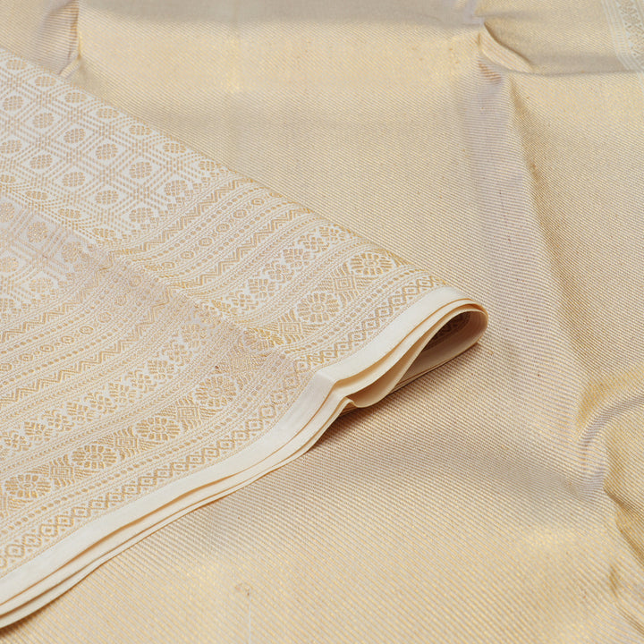 Hayagrivas Handloom Half-White Kanjivaram Silk Saree KBE1872L14-23