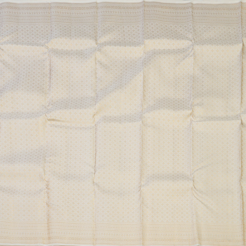 Hayagrivas Handloom Half-White Kanjivaram Silk Saree KBE1872L14-23