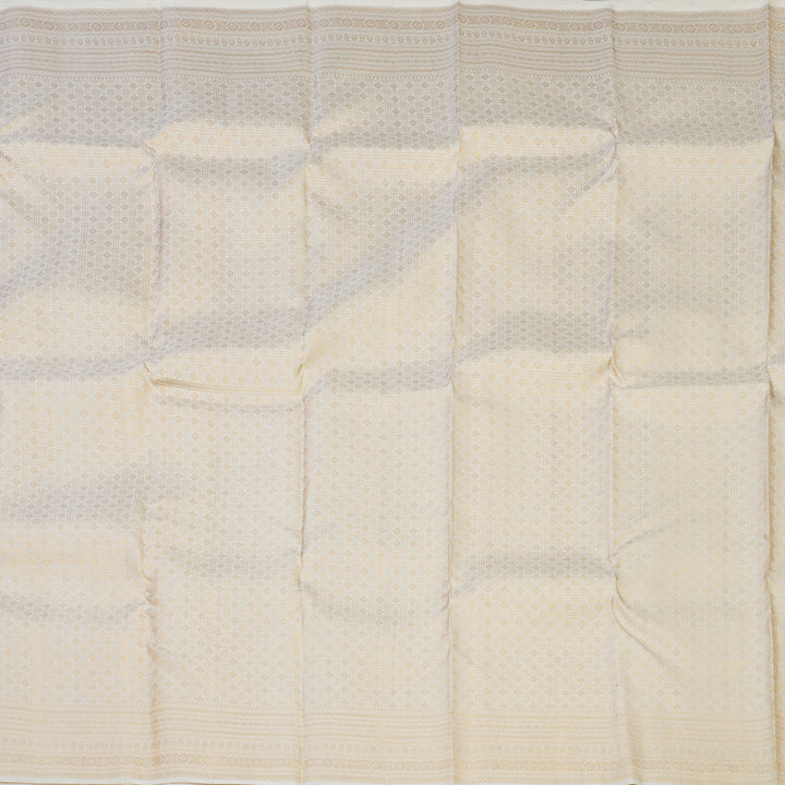 Hayagrivas Handloom Half-White Kanjivaram Silk Saree KBE1872L14-23