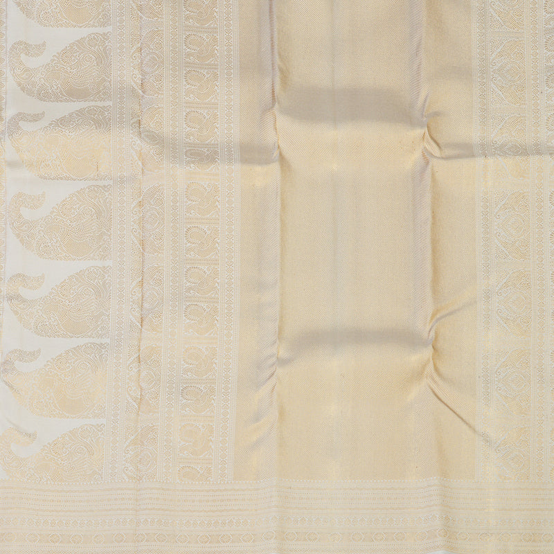 Hayagrivas Handloom Half-White Kanjivaram Silk Saree KBE1872L14-23