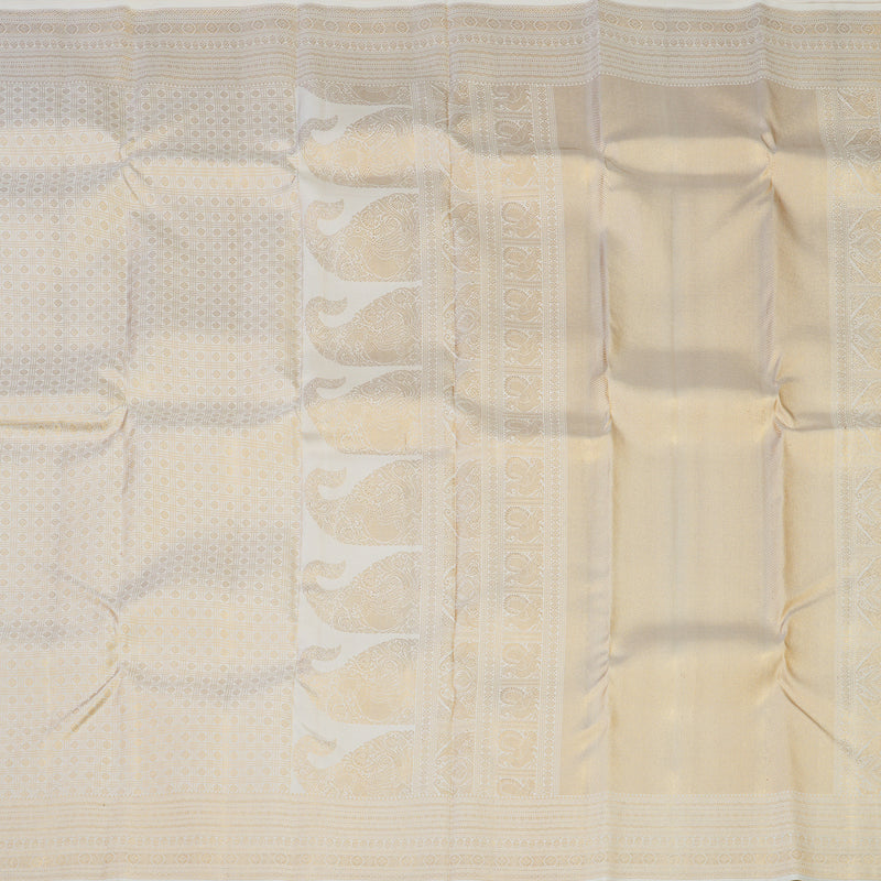 Hayagrivas Handloom Half-White Kanjivaram Silk Saree KBE1872L14-23