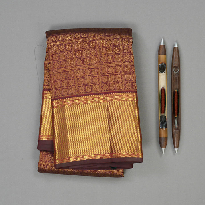 Hayagrivas Handloom Araku Maroon Kanjivaram Silk Saree KBE1872L14-4
