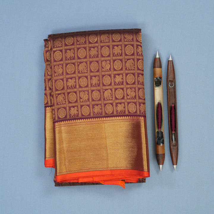 Hayagrivas Handloom Wine Kanjivaram Silk Saree KBE1872L14-5
