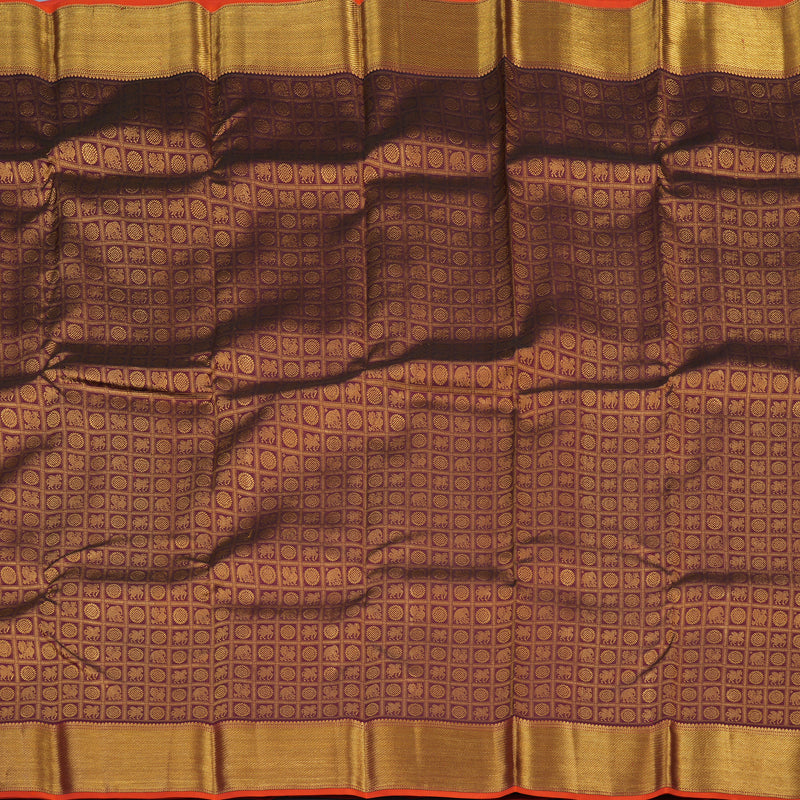 Hayagrivas Handloom Wine Kanjivaram Silk Saree KBE1872L14-5
