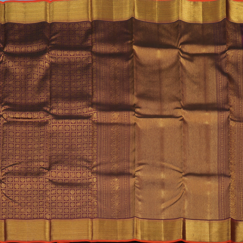 Hayagrivas Handloom Wine Kanjivaram Silk Saree KBE1872L14-5