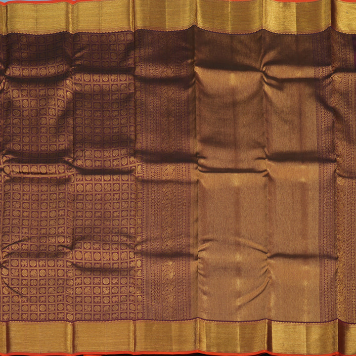 Hayagrivas Handloom Wine Kanjivaram Silk Saree KBE1872L14-5