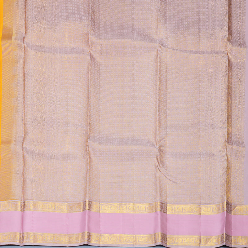 Hayagrivas Handloom Mango Yellow Kanjivaram Silk Saree with Baby Pink Border KBE1872L16-4