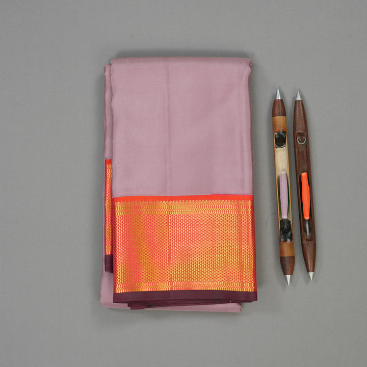 Hayagrivas Handloom Onion Pink Kanjivaram Silk Saree with Bright Orangish Pink border KBE1872L2-1