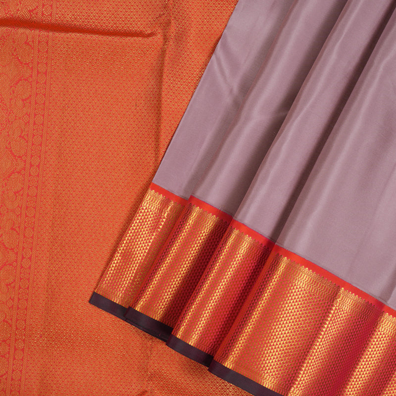 Hayagrivas Handloom Onion Pink Kanjivaram Silk Saree with Bright Orangish Pink border KBE1872L2-1