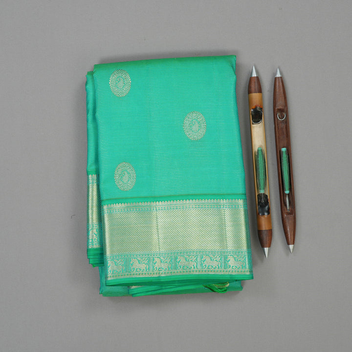 Hayagrivas Handloom Aqua Green Kanjivaram Silk Saree KBE1872L3-2