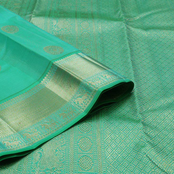 Hayagrivas Handloom Aqua Green Kanjivaram Silk Saree KBE1872L3-2