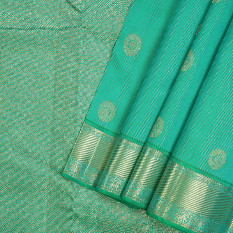 Hayagrivas Handloom Aqua Green Kanjivaram Silk Saree KBE1872L3-2