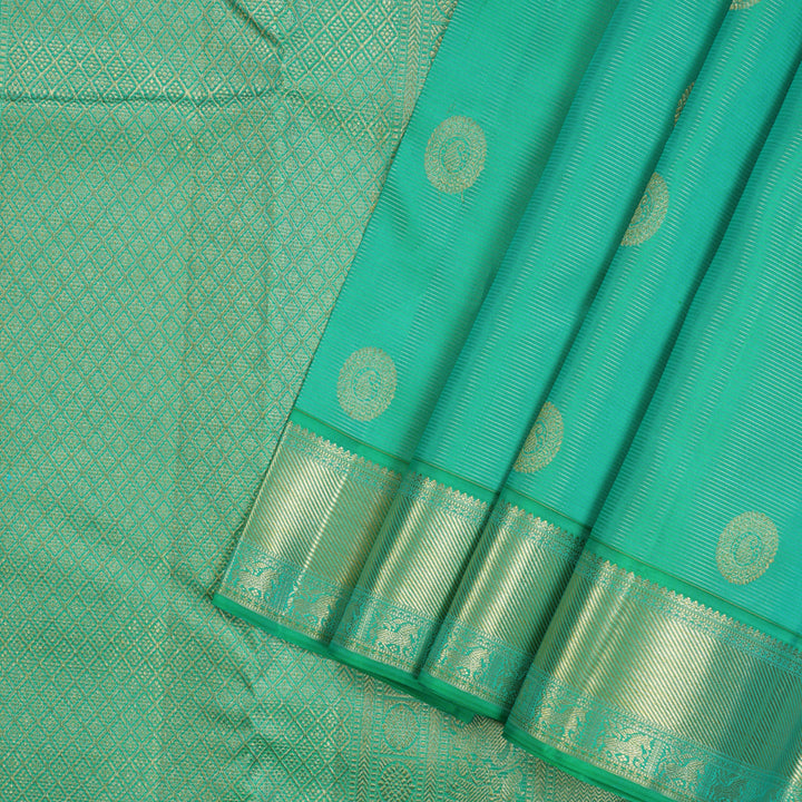 Hayagrivas Handloom Aqua Green Kanjivaram Silk Saree KBE1872L3-2