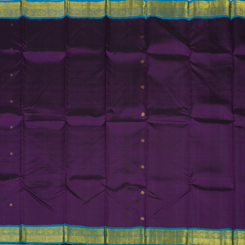 Hayagrivas Handloom Purple Kanjivaram Silk Saree with Ananda Blue Border KBE1873L2-2