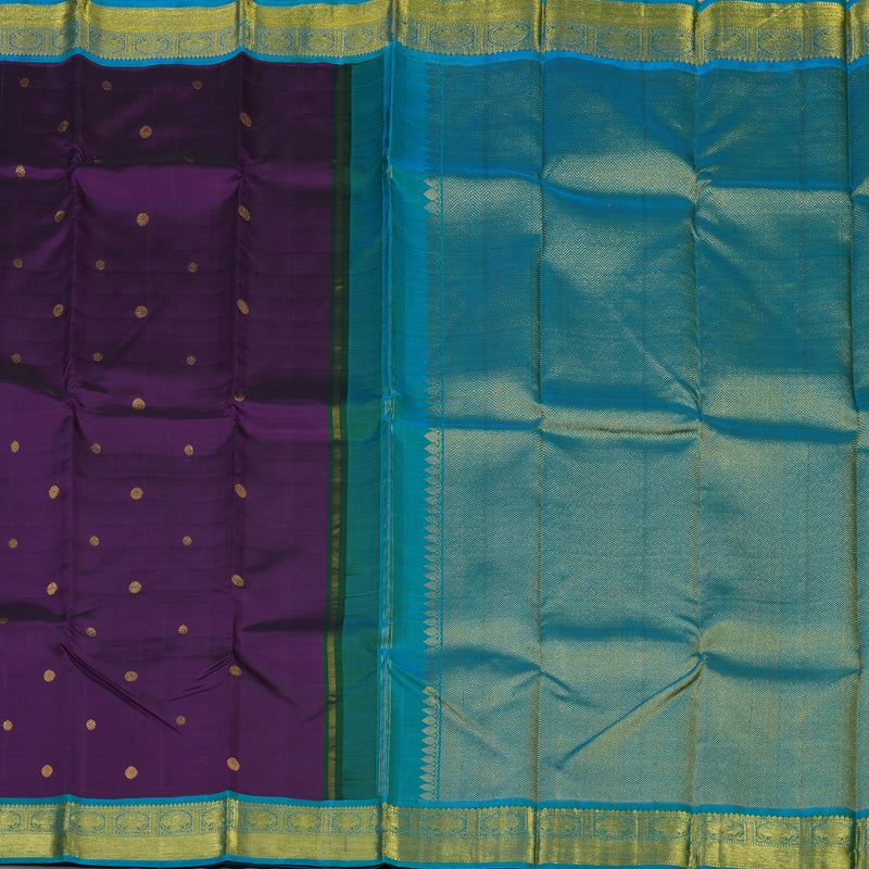 Hayagrivas Handloom Purple Kanjivaram Silk Saree with Ananda Blue Border KBE1873L2-2