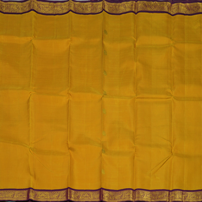 Hayagrivas Handloom Deep Yellow Kanjivaram Silk Saree with Purple border KBE1873L2-4