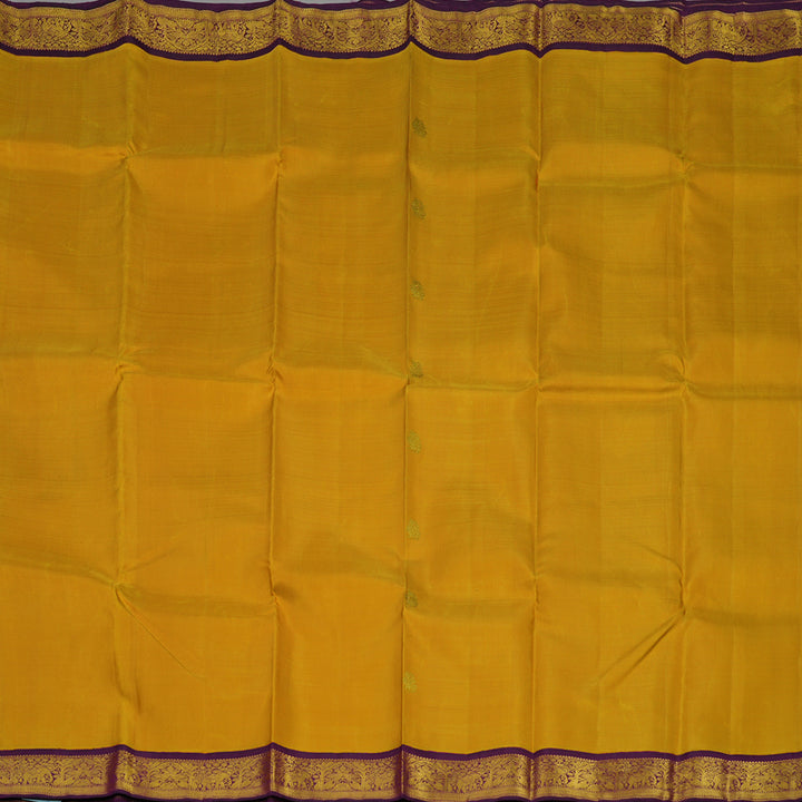 Hayagrivas Handloom Deep Yellow Kanjivaram Silk Saree with Purple border KBE1873L2-4