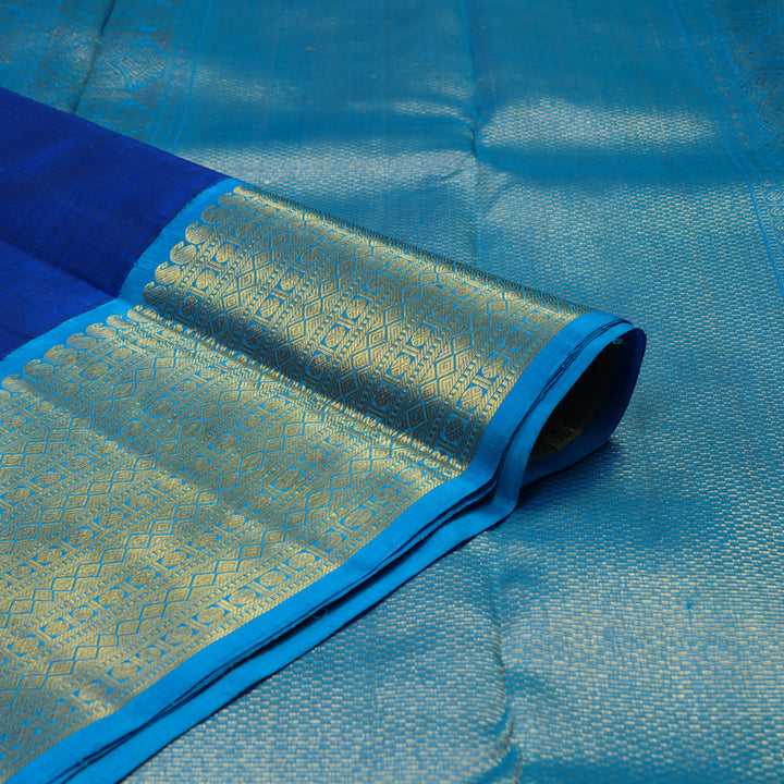 Hayagrivas Handloom MS Blue Kanjivaram Silk Saree with Ananda Blue border KBE1873L4-1