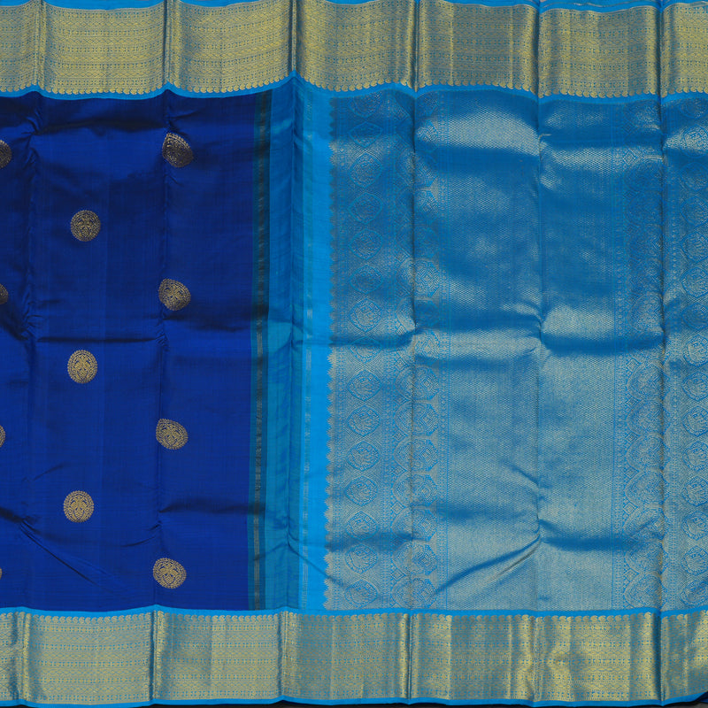 Hayagrivas Handloom MS Blue Kanjivaram Silk Saree with Ananda Blue border KBE1873L4-1