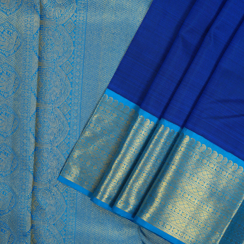 Hayagrivas Handloom MS Blue Kanjivaram Silk Saree with Ananda Blue border KBE1873L4-1