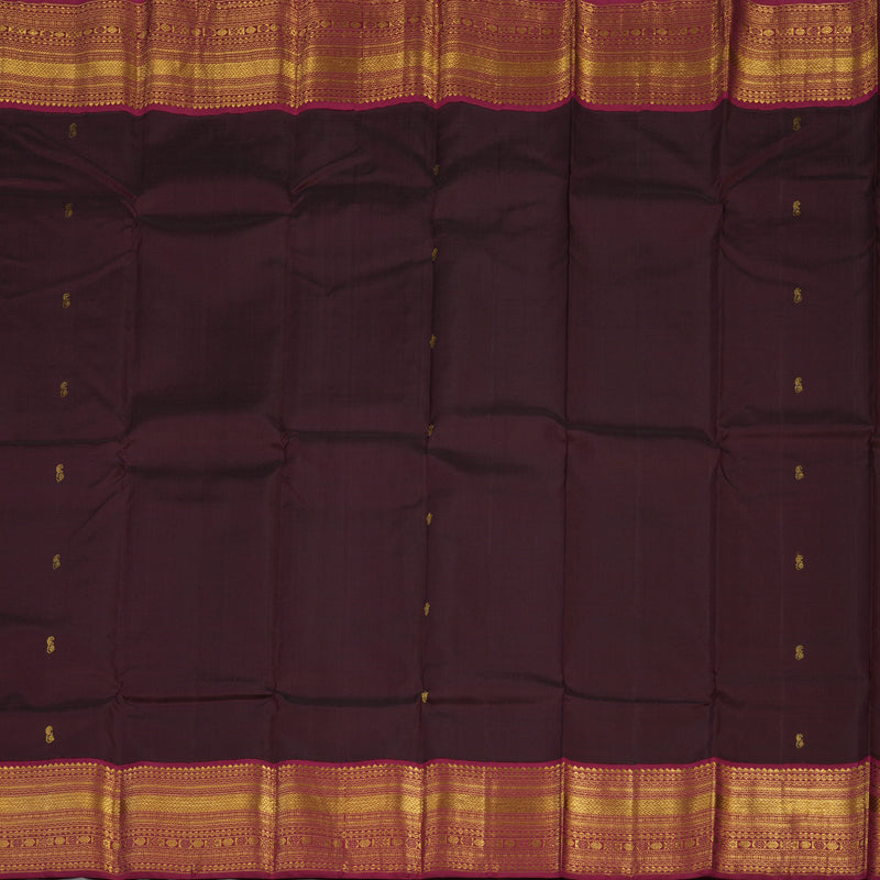 Hayagrivas Handloom Wine Kanjivaram Silk Saree with Pinkish-Maroon Border KBE1873L4-2