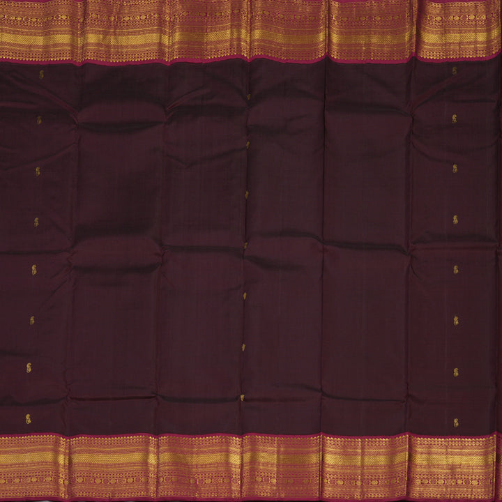 Hayagrivas Handloom Wine Kanjivaram Silk Saree with Pinkish-Maroon Border KBE1873L4-2