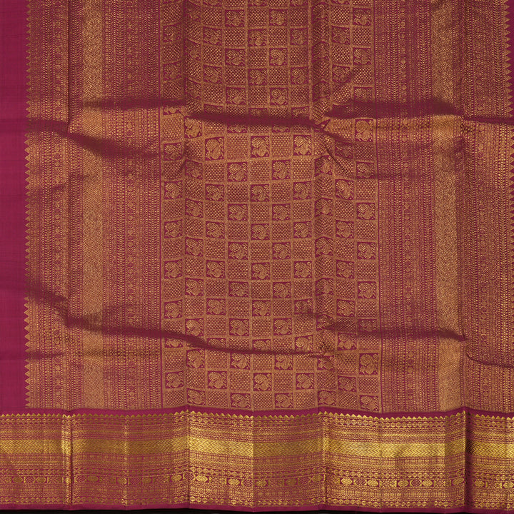 Hayagrivas Handloom Wine Kanjivaram Silk Saree with Pinkish-Maroon Border KBE1873L4-2