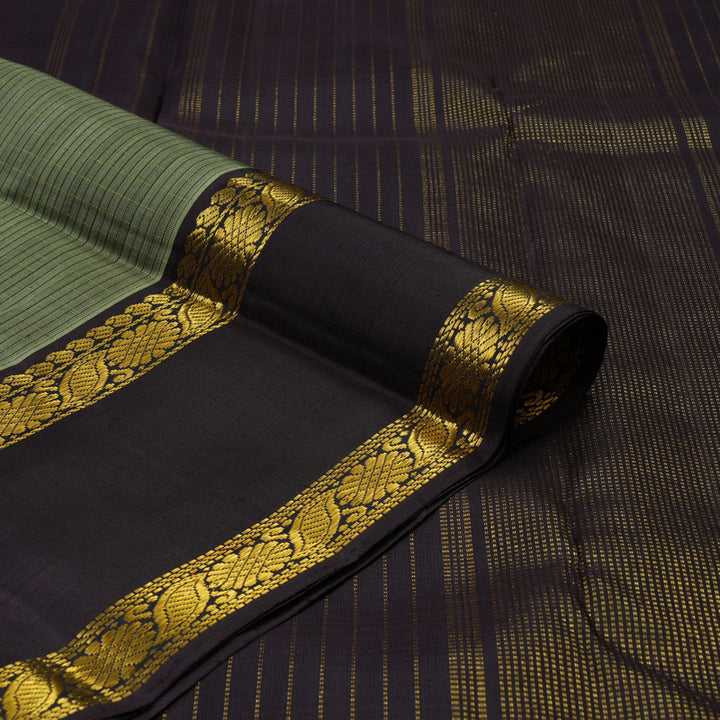 Hayagrivas Handloom Cement Green Kanjivaram Silk Saree Nagapazham border KBE1874L13-1